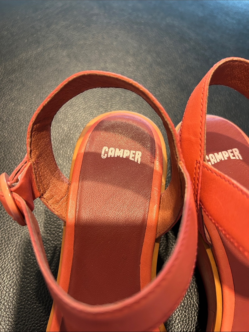 Camper Coral Leather Slingback Wedge Heels Sandals - Picture 2 of 7